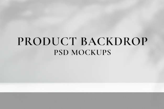 Free PSD aesthetic product backdrop mockup psd with leaf shadow in white minimal style