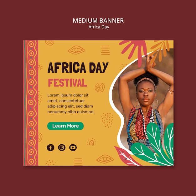 Free PSD africa day celebration  banner template