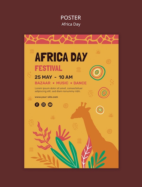 Free PSD africa day celebration  poster template