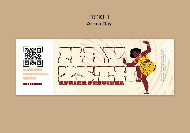 Free PSD africa day celebration ticket template