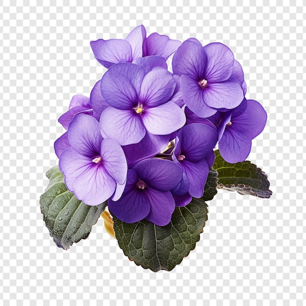 African violet flower isolated on transparent background