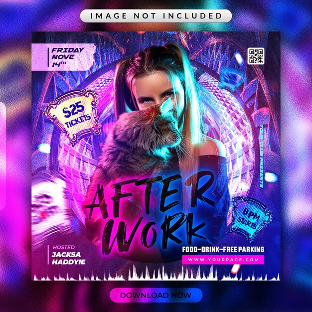 After work party flyer or social media banner template