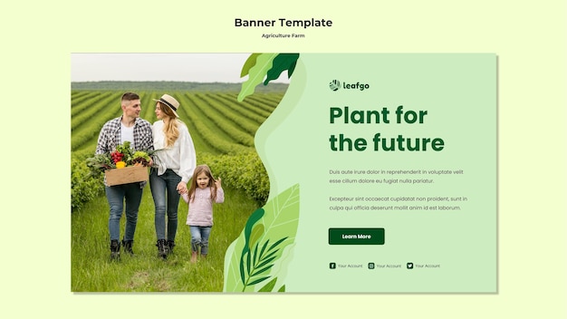 Free PSD agriculture farm concept banner template