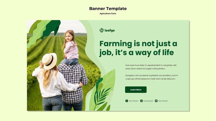 Free PSD agriculture farm concept banner template