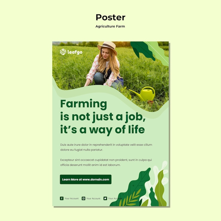 Free PSD agriculture farm concept poster template