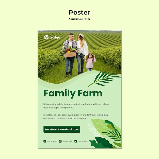 Шаблон плаката концепции сельского хозяйства фермы