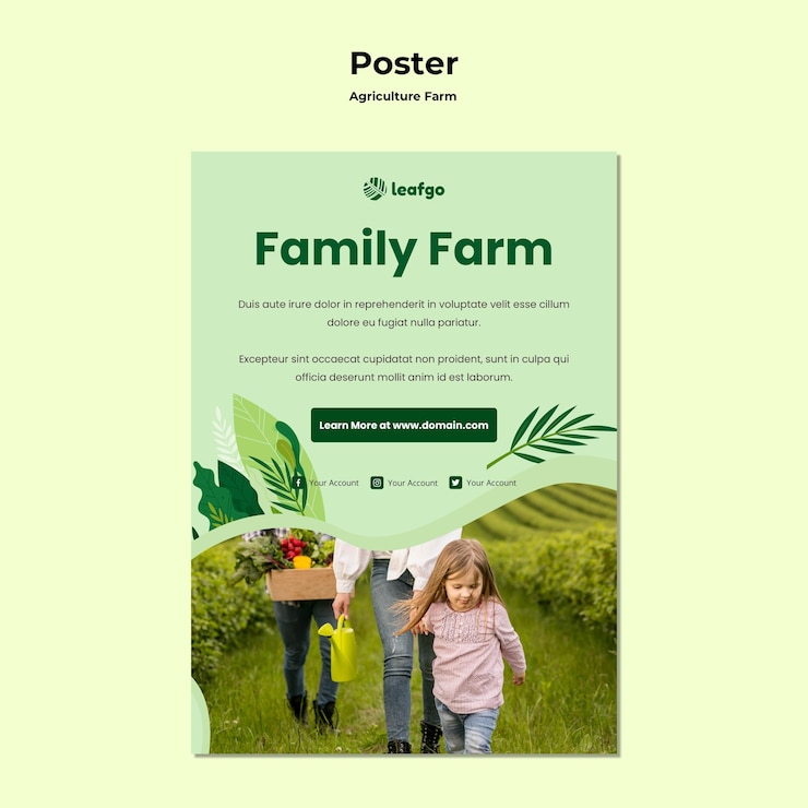Free PSD agriculture farm concept poster template