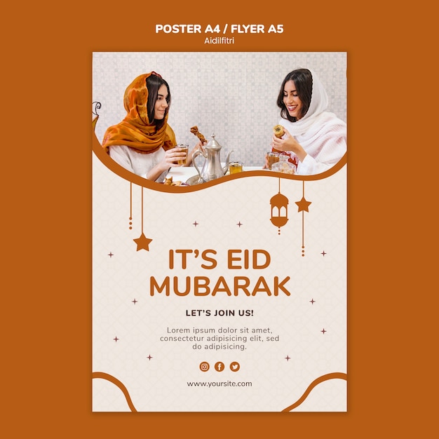 PSD gratuito tema del modello di poster di aidilfitri