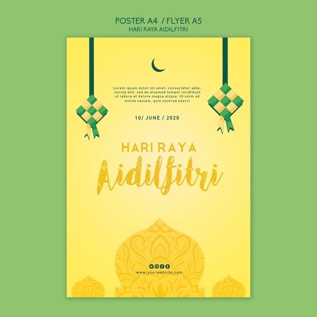 무료 PSD aidilfitri 포스터 템플릿