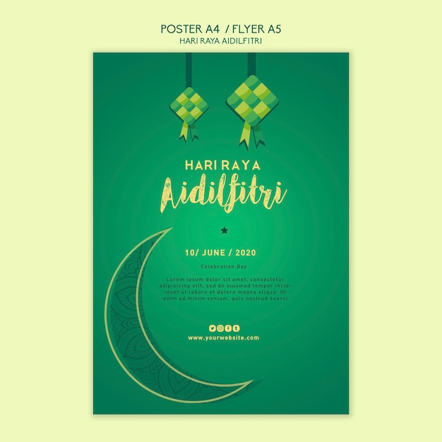 Free PSD aidilfitri poster template