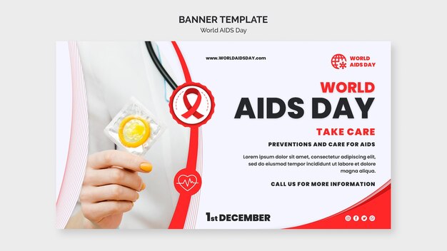 Aids day awareness horizontal banner template