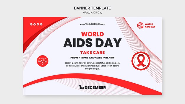 Aids day awareness horizontal banner template