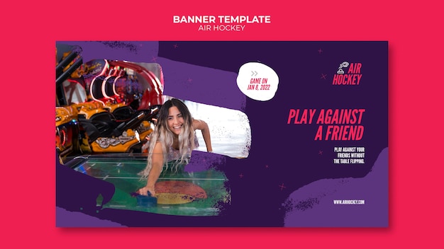 Modello di banner di gioco di air hockey