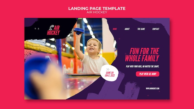 Free PSD air hockey game landing page