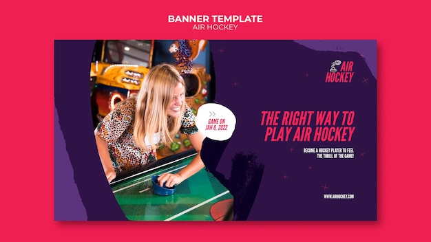 Air hockey horizontal banner template