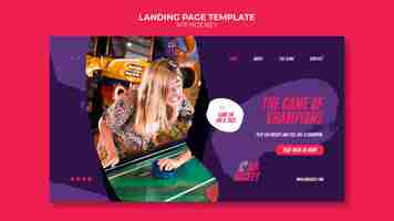 Free PSD air hockey landing page template