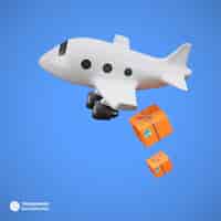 Бесплатный PSD Изометрическая иконка самолета 3d визуализация иллюстрации