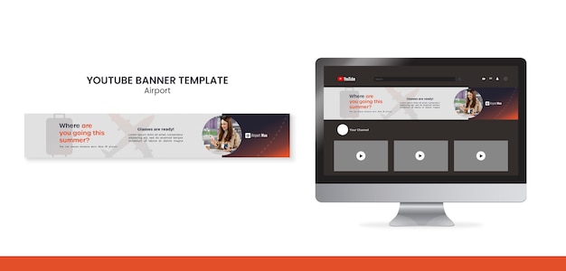 Бесплатный PSD Баннер youtube для бизнеса в аэропорту