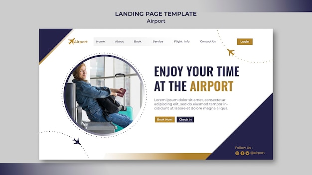 Airport landing page design template