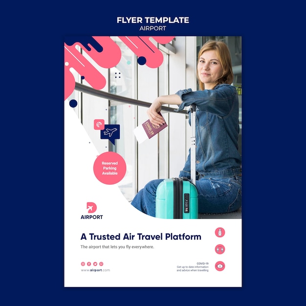 Airport poster design template free PSD download