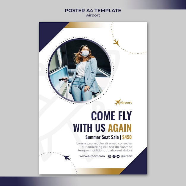 Airport poster design template