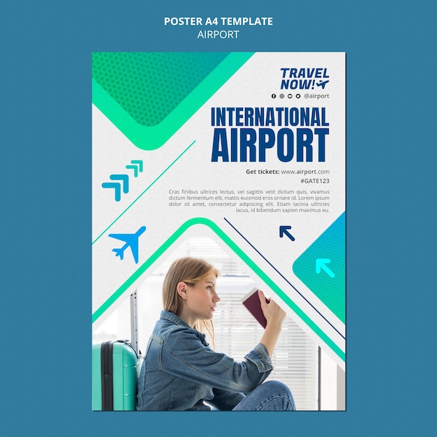 PSD gratuito modello di progettazione del manifesto dell'aeroporto