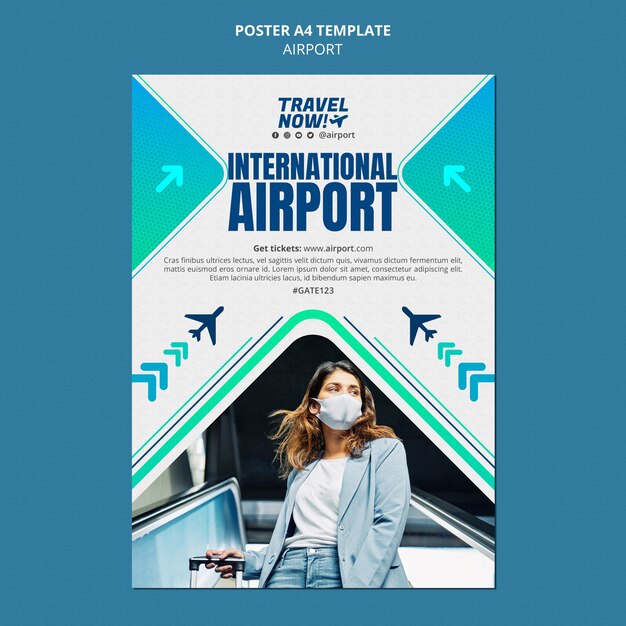 Airport poster design template