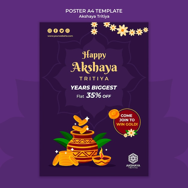 PSD gratuito modello di poster di akshaya tritiya