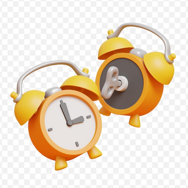 Free PSD alarm clock icon 3d render illustration on transparent background