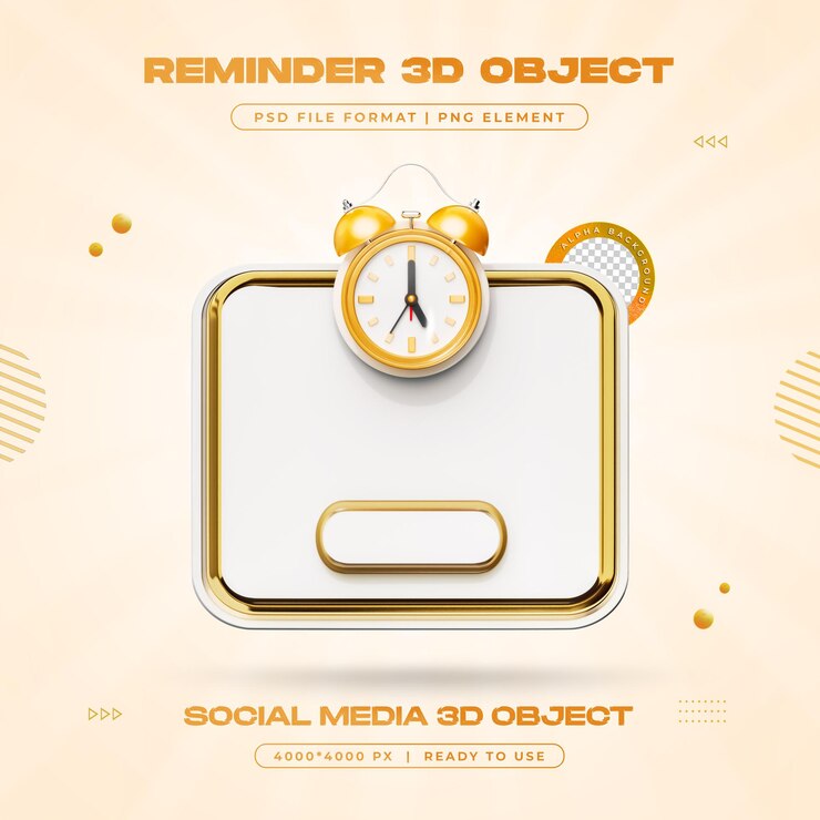 Free PSD alarm notification isolated 3d illustration