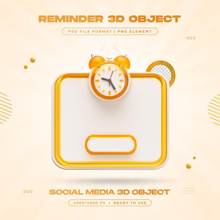 Free PSD alarm notification isolated 3d illustration