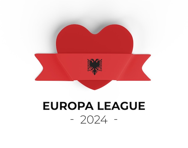 Free PSD albania heart ribbon banner