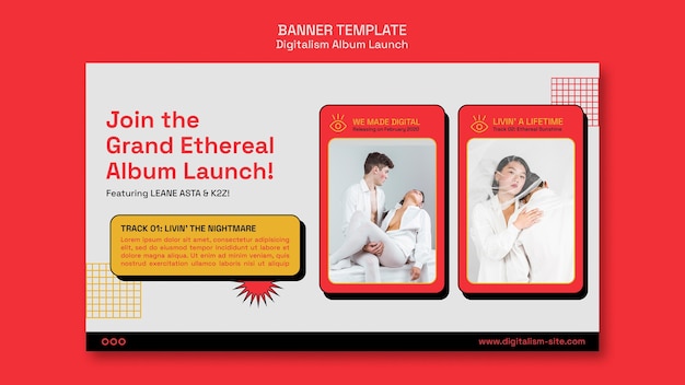 Free PSD album launch horizontal banner