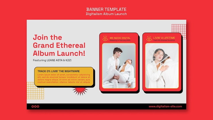 मुफ़्त PSD album launch horizontal banner