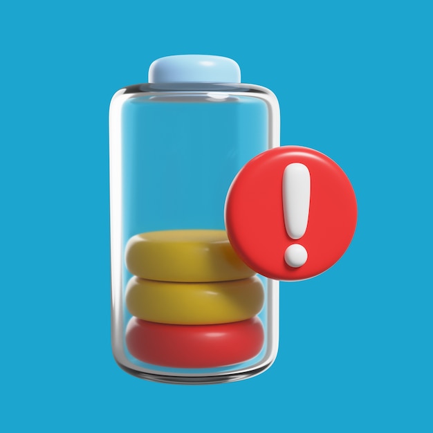 Free PSD alert and warning icon 3d rendering