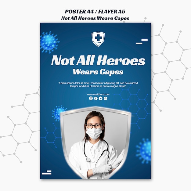 Free PSD not all heroes wear capes flyer template with photo