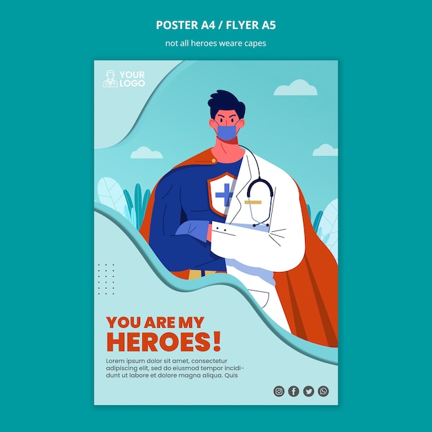 Free PSD not all heroes wear capes poster