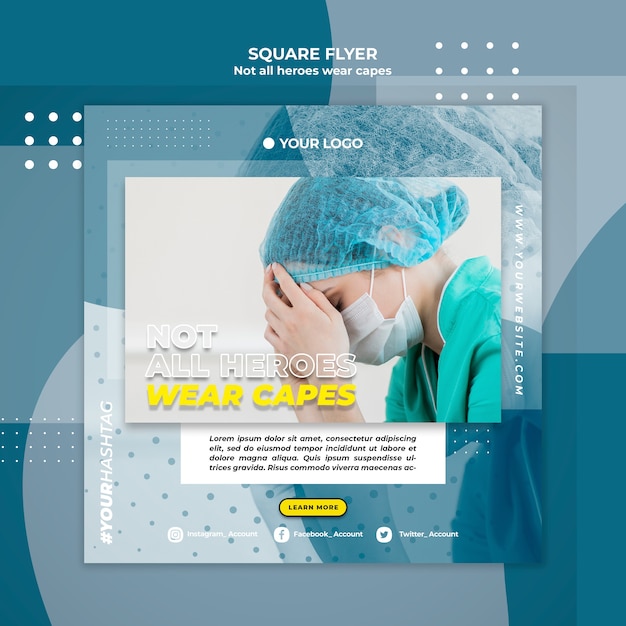 Free PSD not all heroes wear capes square flyer