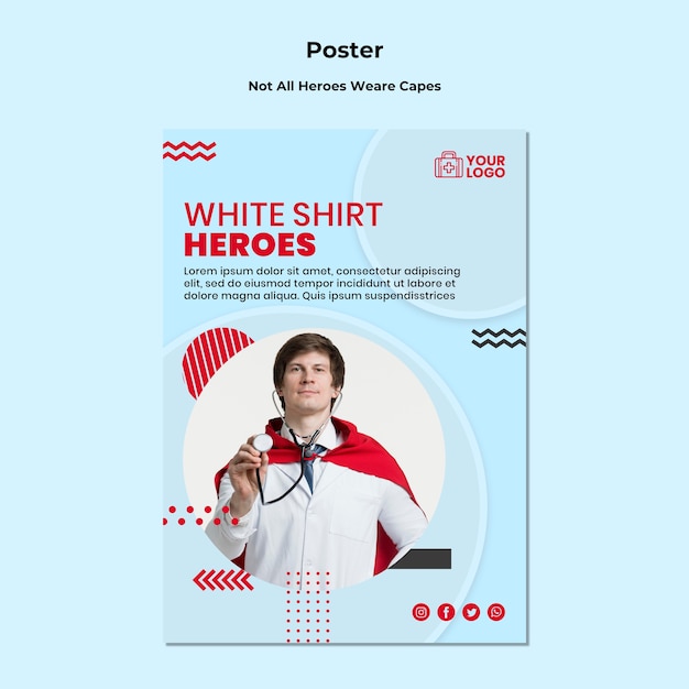 Free PSD not all heroes wear template poster