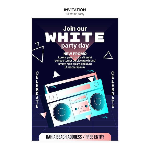 Free PSD all white party template design