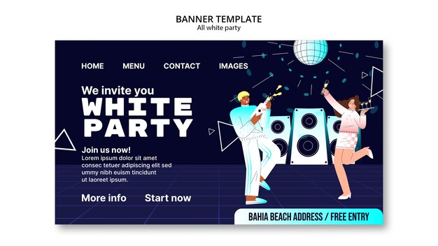 all white party template design