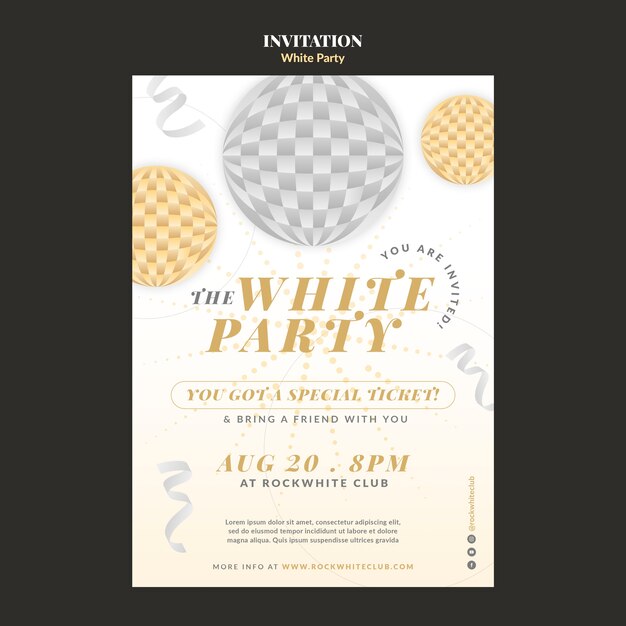 all white party template design