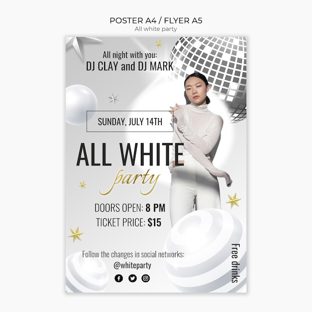 all white party template design