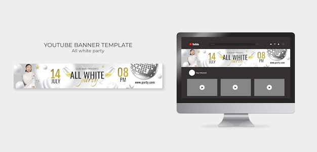 Free PSD all white party template design