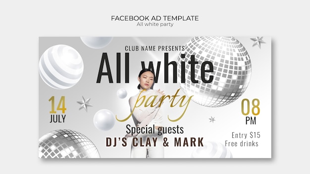 Free PSD all white party template design