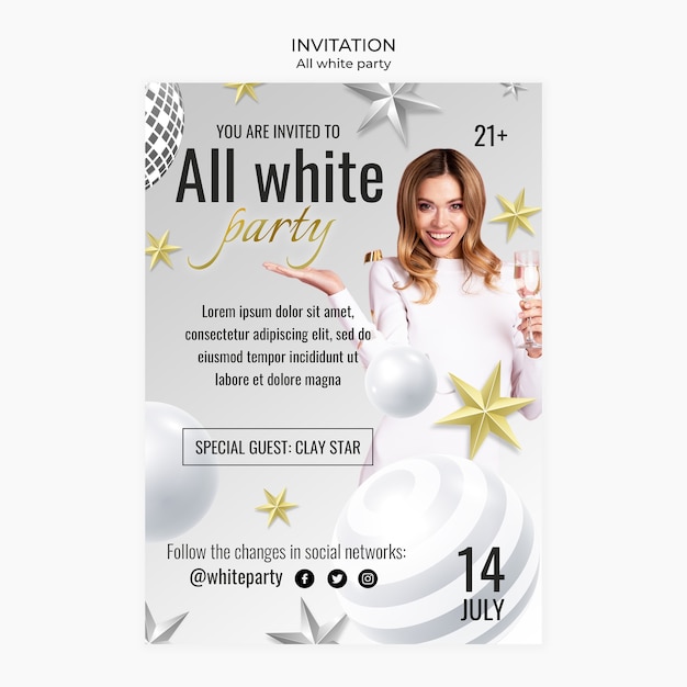 Free PSD all white party template design