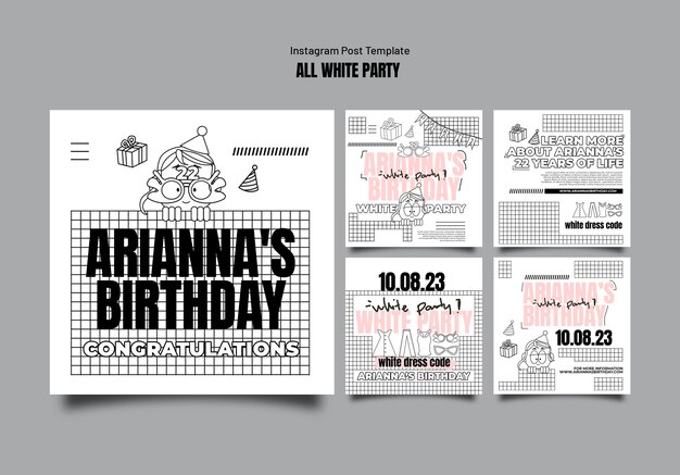 Бесплатный PSD Дизайн шаблона белой вечеринки