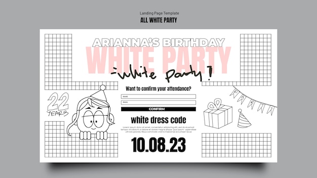 All white party template design