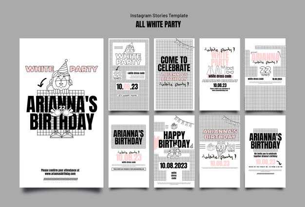 All white party template design