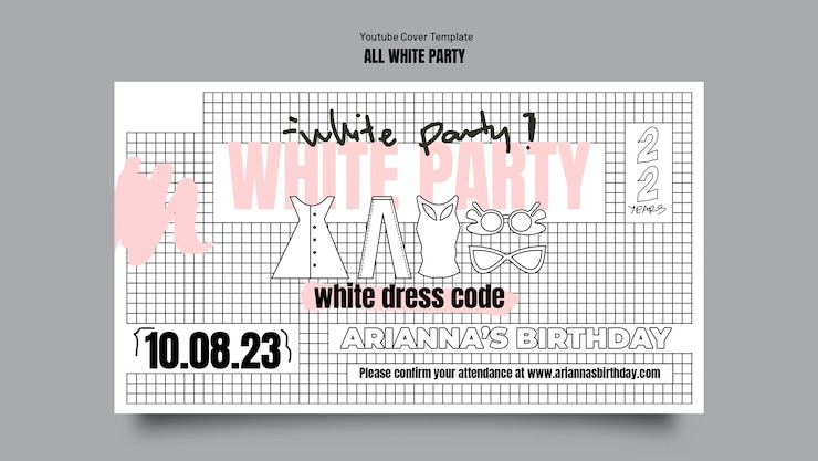 Free PSD all white party template design